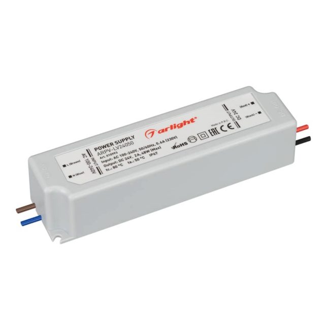 Блок питания ARPV-LV24050 (24V, 2.0A, 48W) (ARL, IP67 Пластик, 2 года)