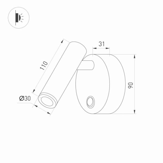 Светильник SP-BED-R90-3W Warm3000 (BK, 20 deg, 230V) (ARL, IP20 Металл, 3 года)