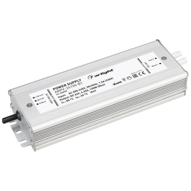 Блок питания ARPV-24150-B1 (24V, 6,3A, 150W) (ARL, IP67 Металл, 3 года)