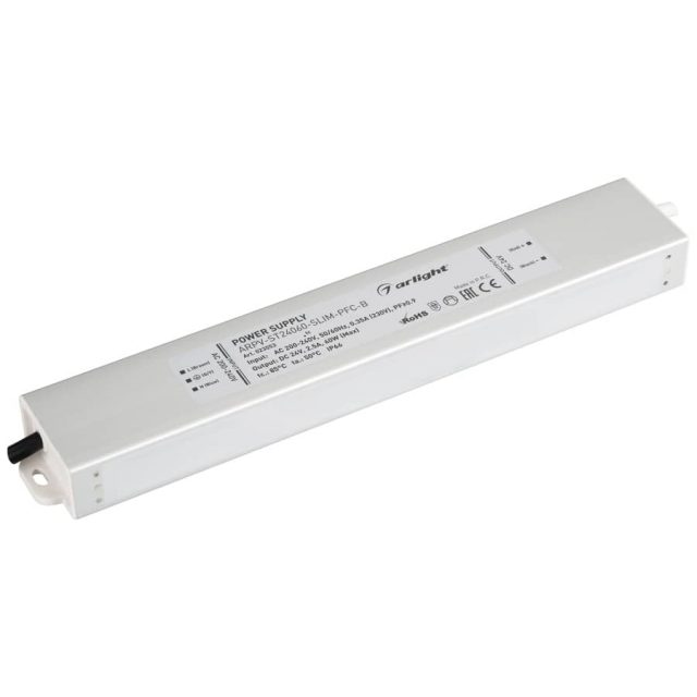 Блок питания ARPV-ST24060-SLIM-PFC-B (24V, 2.5A, 60W) (ARL, IP67 Металл, 3 года)