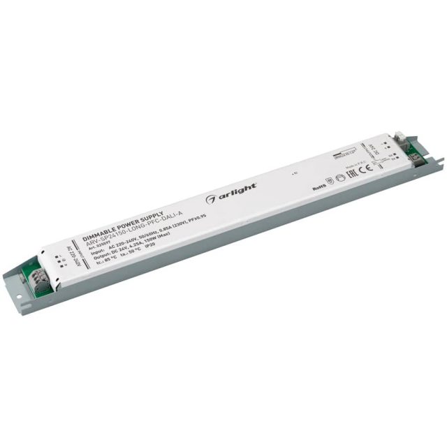 Блок питания ARV-SP24150-LONG-PFC-DALI-A (24V, 6.25A, 150W) (ARL, IP20 Металл, 5 лет)