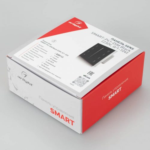 Панель SMART-P34-DIM-IN Black (230V, 0-10V, Sens, 2.4G) (ARL, IP20 Пластик, 5 лет)