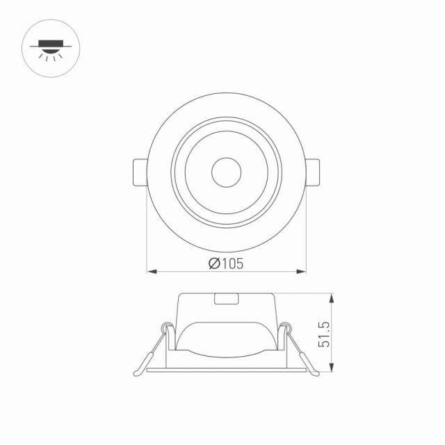 Светильник LTD-POLAR-TURN-R105-10W Day4000 (WH, 36 deg, 230V) (ARL, IP20 Пластик, 3 года)