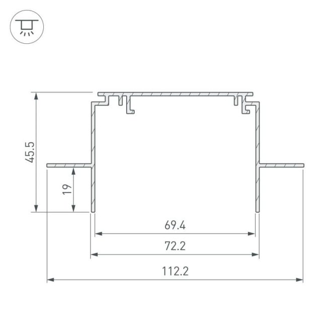 Профиль-держатель TEK-POWER-RW70F-GH16-2000 (ARL, Алюминий)