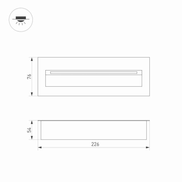 Светильник LTD-TRAIL-S226x76-8W Warm3000 (GR, 65 deg, 230V) (ARL, IP65 Металл, 3 года)