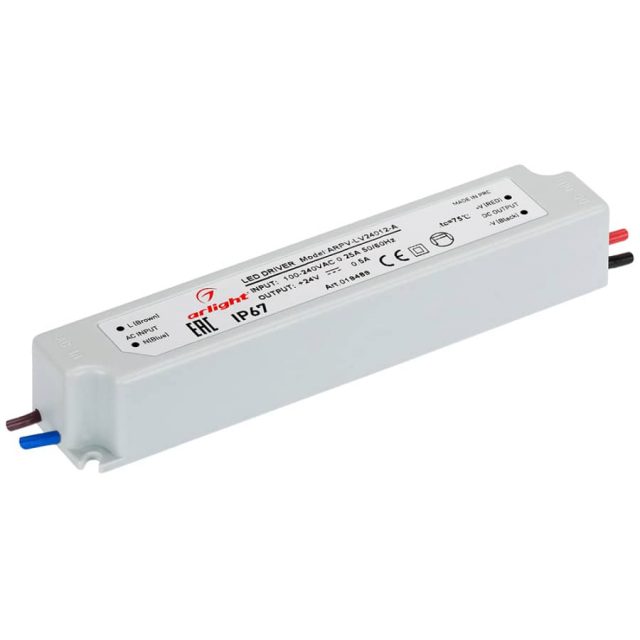 Блок питания ARPV-LV24012-A (24V, 0.5A, 12W) (ARL, IP67 Пластик, 3 года)