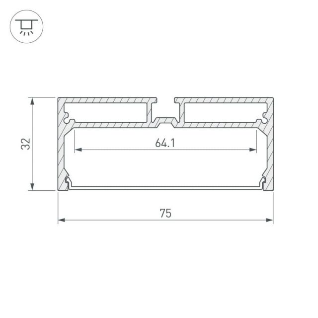 Профиль с экраном SL-LINE-7532-2000 ANOD (ARL, Алюминий)