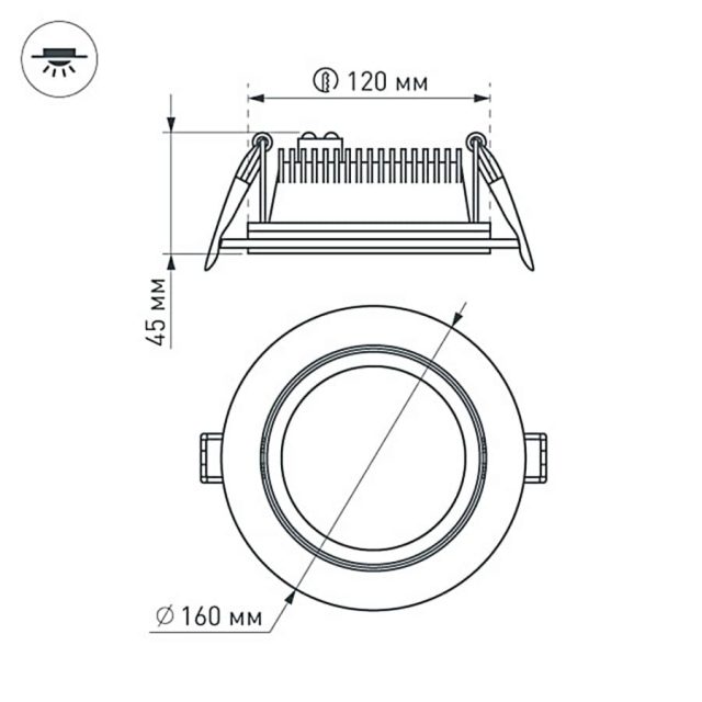 Светодиодная панель LT-R160WH 12W White 120deg (ARL, IP40 Металл, 3 года)