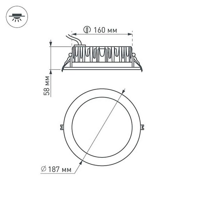 Светодиодный светильник LTD-187WH-FROST-21W White 110deg (ARL, IP44 Металл, 3 года)