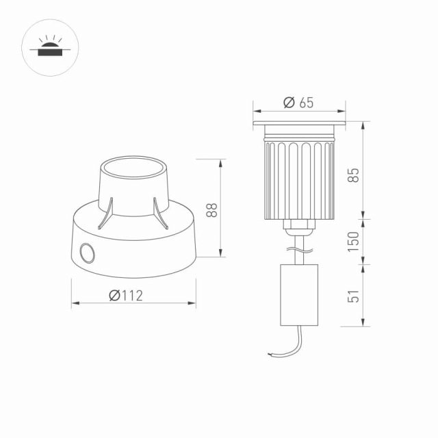 Светильник LTD-GROUND-XL-R65-6W Warm3000 (SL, 15 deg, 230V) (ARL, IP67 Металл, 3 года)