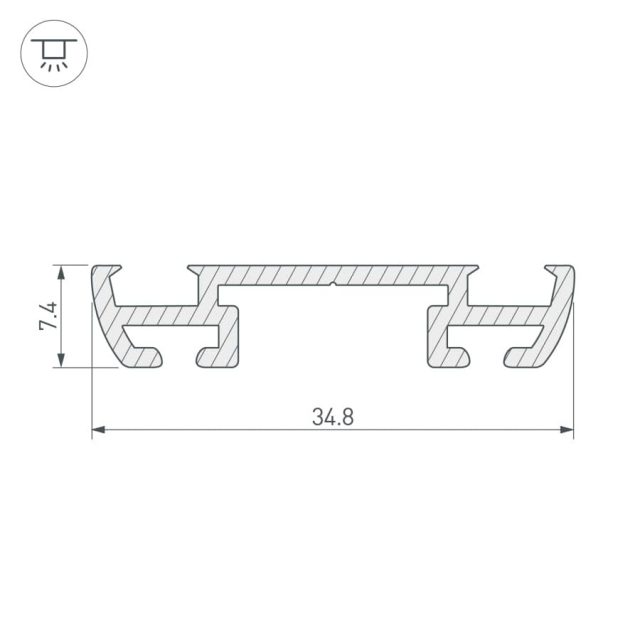 Профиль-держатель PHS-A-BASE-H7.4-2000 ANOD (ARL, Алюминий)