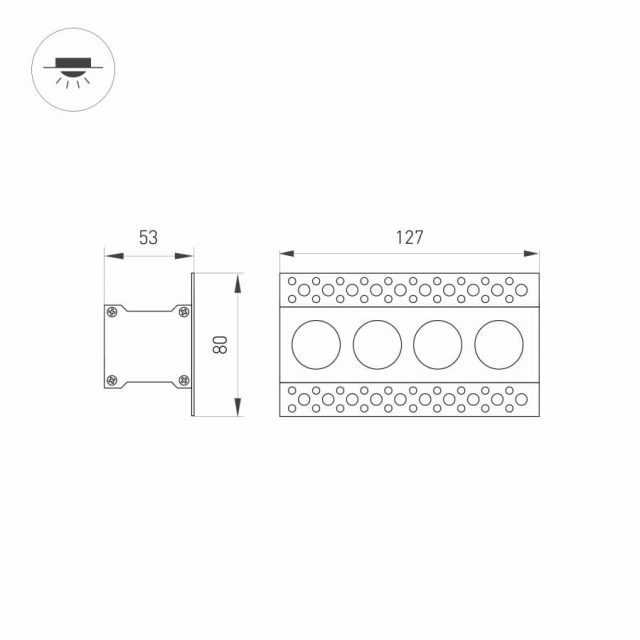 Светильник MS-ORIENT-BUILT-TRIMLESS-TC-S38x127-10W Warm3000 (WH-BK, 30 deg, 230V) (ARL, IP20 Металл, 5 лет)