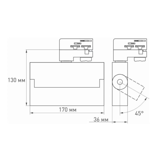 Светильник LGD-LOFT-TRACK-4TR-S170-10W White6000 (WH, 24 deg, DALI) (ARL, IP20 Металл, 3 года)