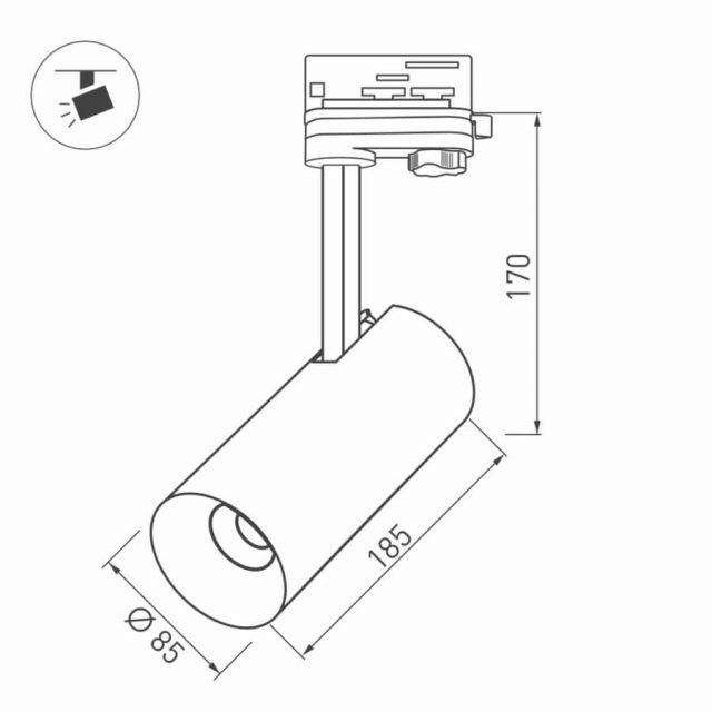 Светильник SP-POLO-TRACK-LEG-R85-15W White5000 (BK-GD, 40 deg) (ARL, IP20 Металл, 3 года)