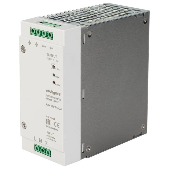 Блок питания ARV-DRP240-24 (24V, 10A, 240W, PFC) (ARL, IP20 DIN-рейка)