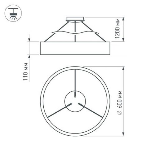 Светильник SP-TOR-RING-HANG-R600-42W Warm3000 (WH, 120 deg) (ARL, IP20 Металл, 3 года)