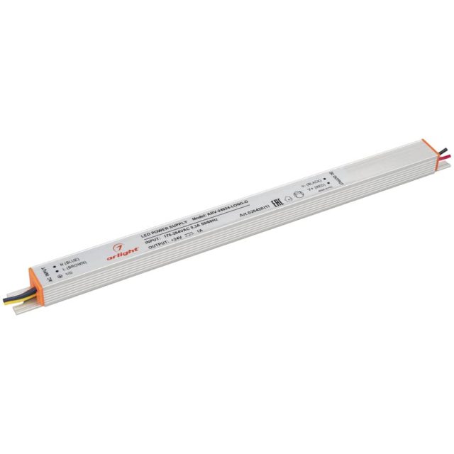 Блок питания ARV-24024-LONG-D (24V, 1A, 24W) (ARL, IP20 Металл, 2 года)