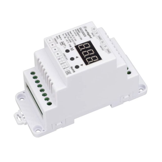 Декодер SMART-K23-DMX512-DIN (12-24V, 3x6A) (ARL, IP20 Пластик, 5 лет)