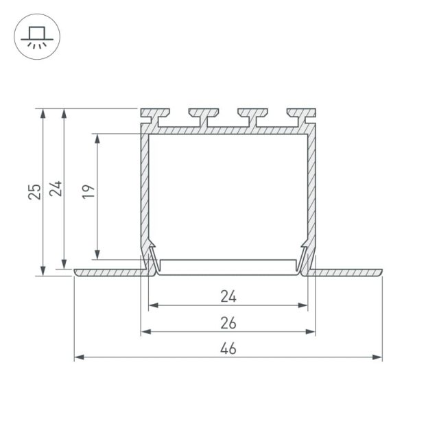 Профиль PLS-LOCK-H25-FM-2000 ANOD (ARL, Алюминий)