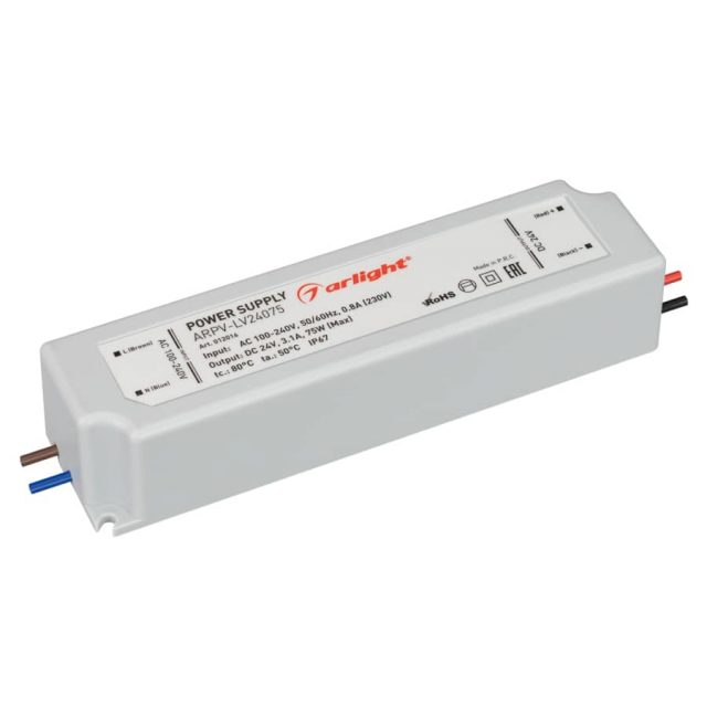 Блок питания ARPV-LV24075 (24V, 3.1A, 75W) (ARL, IP67 Пластик, 2 года)