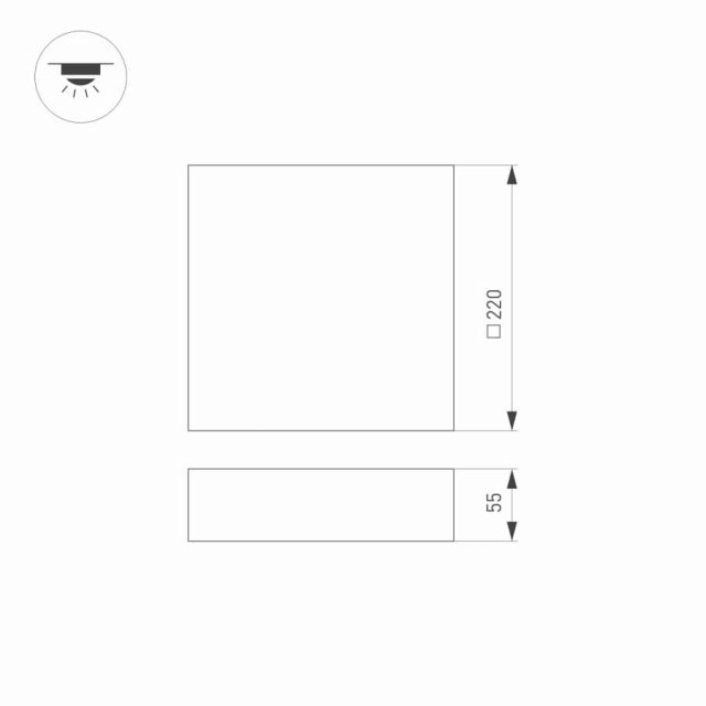 Светильник SP-QUADRO-S220x220-27W Warm3000 (WH, 120 deg, 230V) (ARL, IP40 Металл, 3 года)