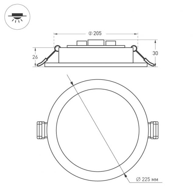 Светильник DL-BL225-24W White (ARL, IP40 Металл, 3 года)