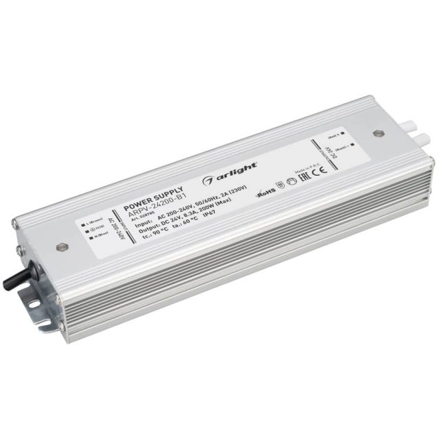 Блок питания ARPV-24200-B1 (24V, 8,3A, 200W) (ARL, IP67 Металл, 3 года)