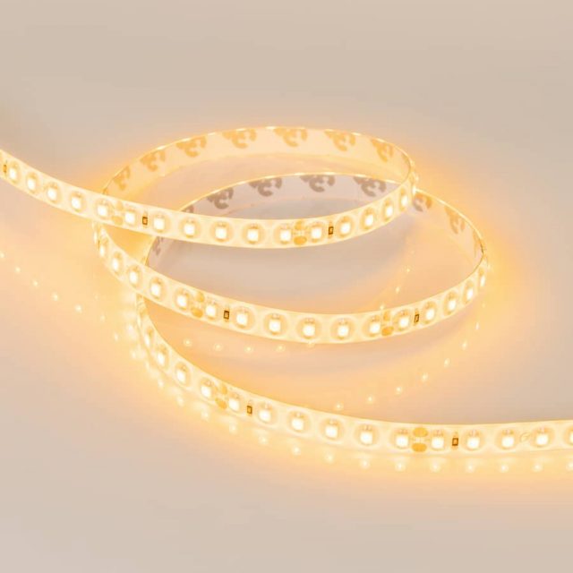 Лента RTW 2-5000SE 24V Yellow 2x (3528, 600 LED, LUX) (ARL, 9.6 Вт/м, IP65)