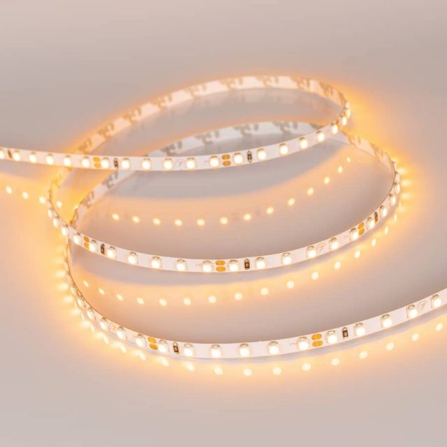 Лента RT 2-5000 24V Yellow 5mm 2x (3528, 600 LED, LUX) (ARL, 9.6 Вт/м, IP20)