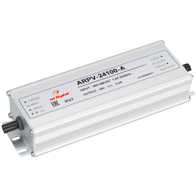 Блок питания ARPV-24100-A (24V, 4.2A, 100W) (ARL, IP67 Металл, 3 года)