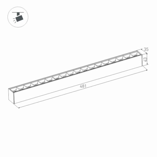 Светильник MAG-LASER-45-L480-18W Warm3000 (BK, 15 deg, 24V) (ARL, IP20 Металл, 3 года)