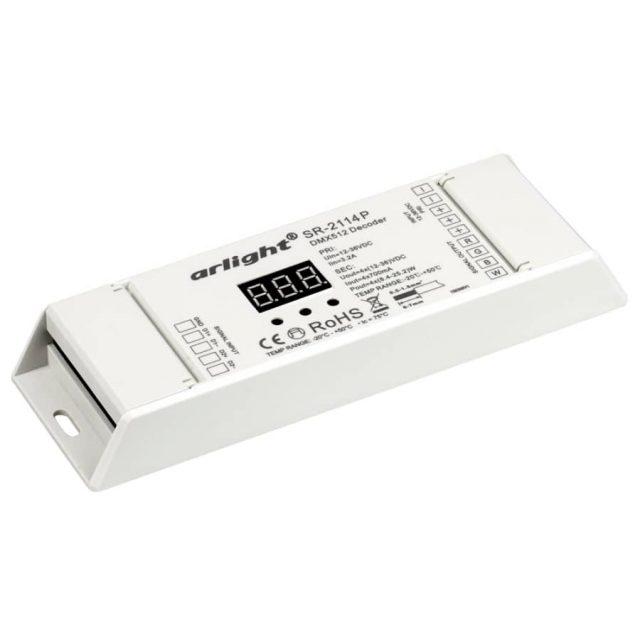 Декодер DMX SR-2114P (12-36V, 4x700mA) (ARL, IP20 Пластик, 3 года)