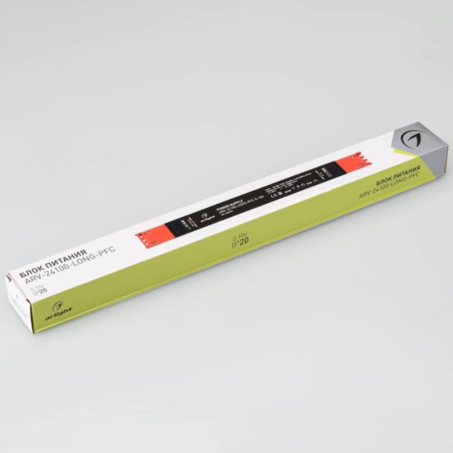 Блок питания ARV-24100-LONG-PFC-0-10V (24V, 4.1A, 100W) (ARL, IP20 Металл, 5 лет)