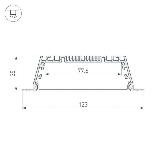 Профиль с экраном ARH-POWER-W120-F-2000 ANOD (ARL, Алюминий)