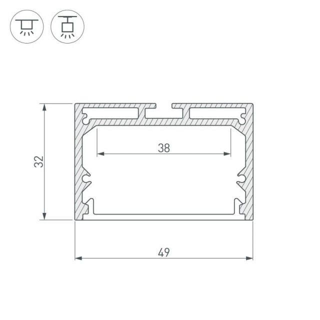 Профиль с экраном SL-LINE-4932-2500 ANOD+OPAL (ARL, Алюминий)