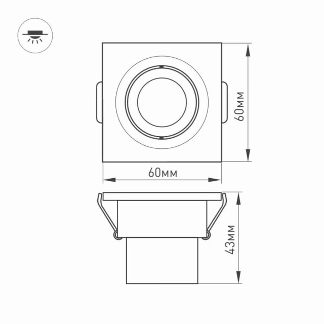 Светодиодный светильник LTM-S60x60WH 3W White 30deg (ARL, IP40 Металл, 3 года)