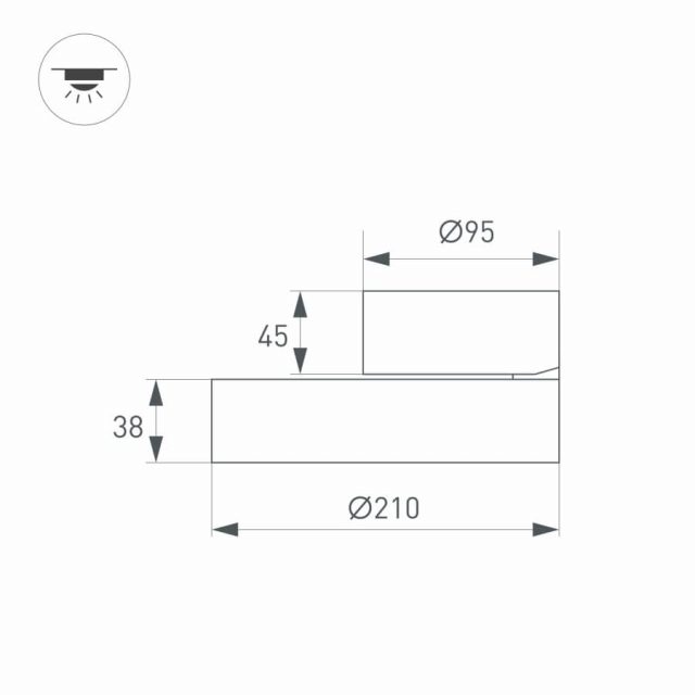 Светильник SP-RONDO-FLAP-R210-20W Warm3000 (BK, 110 deg) (ARL, IP40 Металл, 3 года)