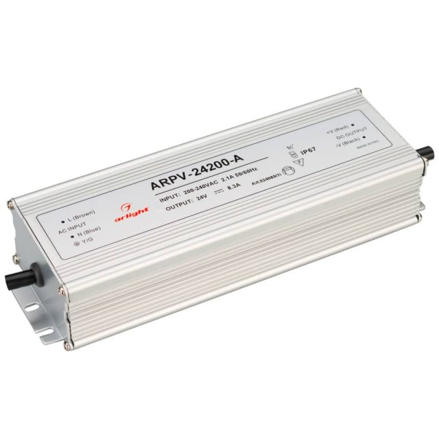 Блок питания ARPV-24200-A (24V, 8.3A, 200W) (ARL, IP67 Металл, 3 года)