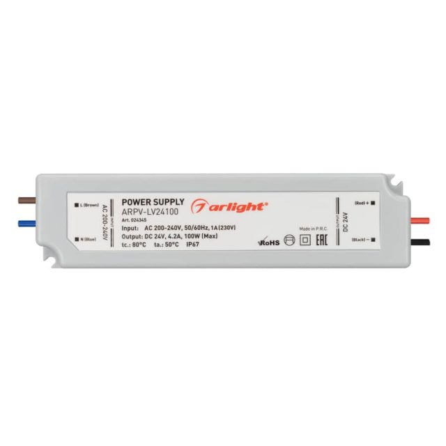 Блок питания ARPV-LV24100 (24V, 4.2A, 100W) (ARL, IP67 Пластик, 2 года)