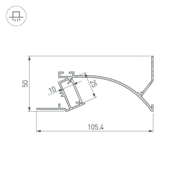 Профиль с экраном ALM-ARC-SIDE-2000 ANOD+FROST (ARL, Алюминий)