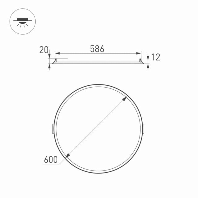 Светильник DL-600A-48W Warm White (ARL, IP40 Металл, 3 года)