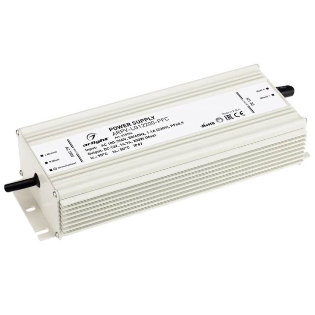 Блок питания ARPV-LG12200-PFC (12V, 16.7A, 200W) (ARL, IP67 Металл, 5 лет)