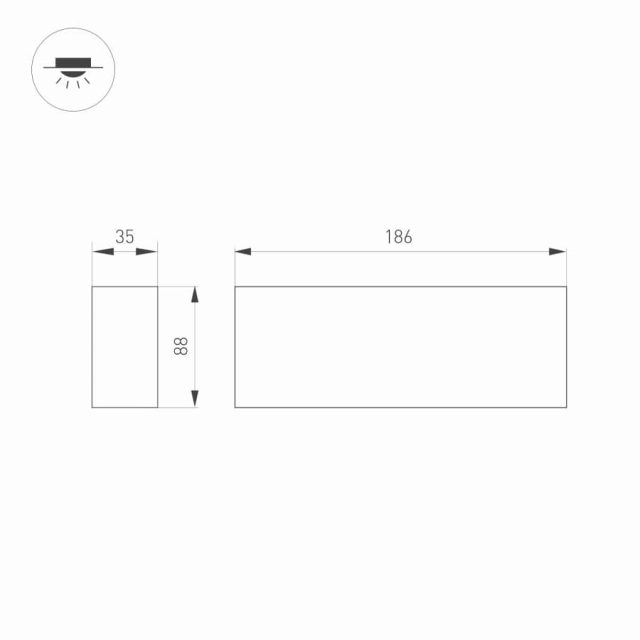 Светильник SP-ORIENT-SURFACE-TC-S186x35-15W Warm3000 (WH, 30 deg, 230V) (ARL, IP20 Металл, 5 лет)