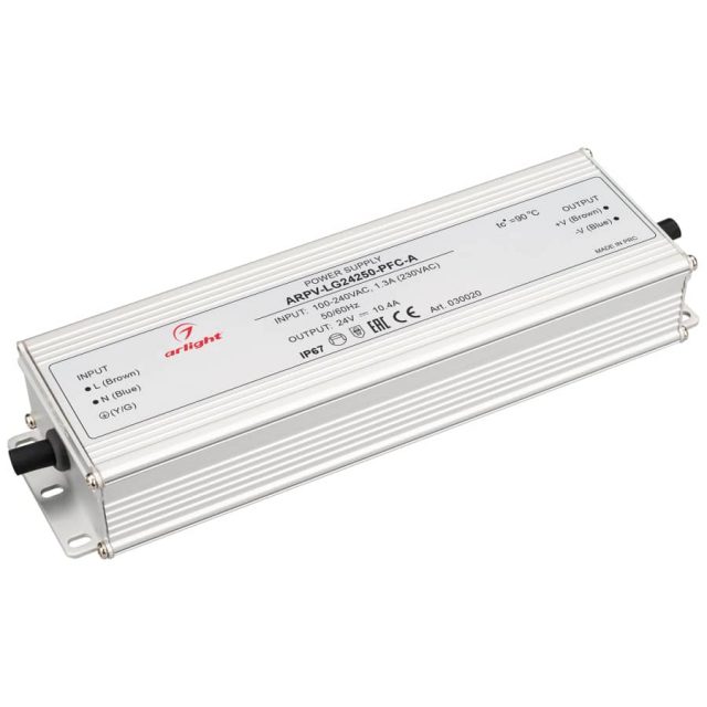 Блок питания ARPV-LG24250-PFC-A (24V, 10.4A, 250W) (ARL, IP67 Металл, 5 лет)