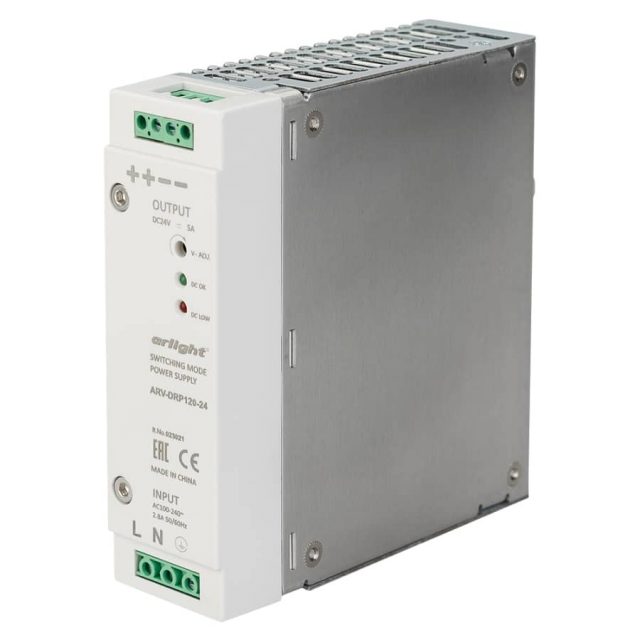 Блок питания ARV-DRP120-24 (24V, 5A, 120W) (ARL, IP20 DIN-рейка)