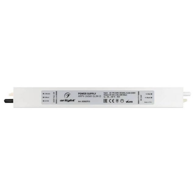 Блок питания ARPV-24060-SLIM-D (24V, 2.5A, 60W) (ARL, IP67 Металл, 3 года)