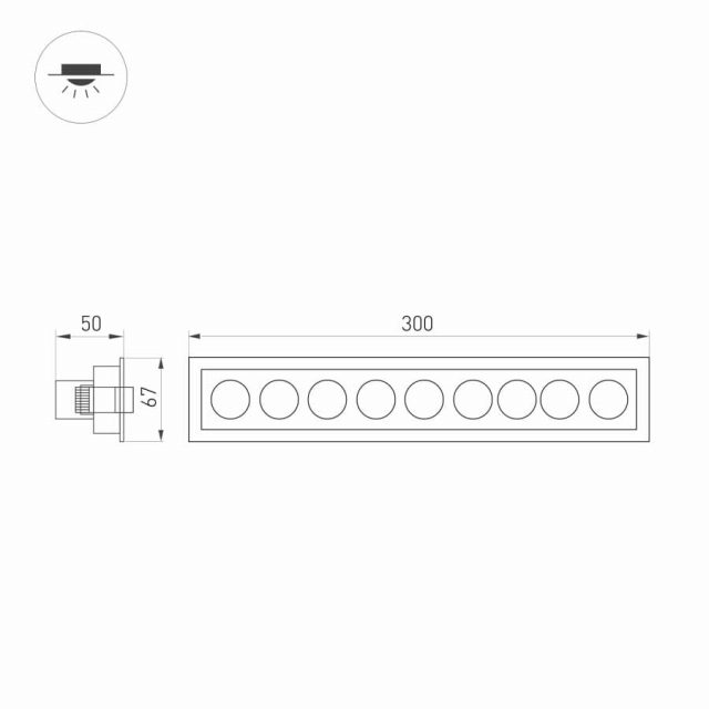 Светильник MS-ORIENT-BUILT-TURN-TC-S67x300-20W Warm3000 (WH-BK, 30 deg, 230V) (ARL, IP20 Металл, 5 лет)