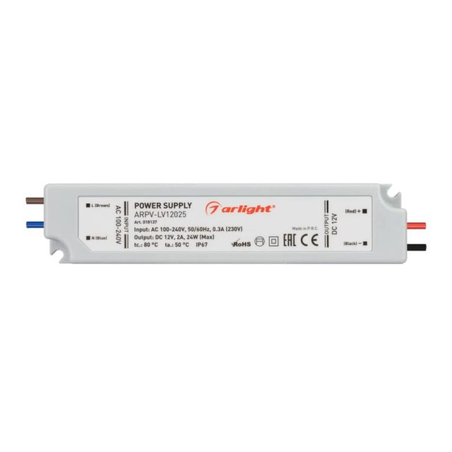 Блок питания ARPV-LV12025 (12V, 2.0A, 24W) (ARL, IP67 Пластик, 2 года)