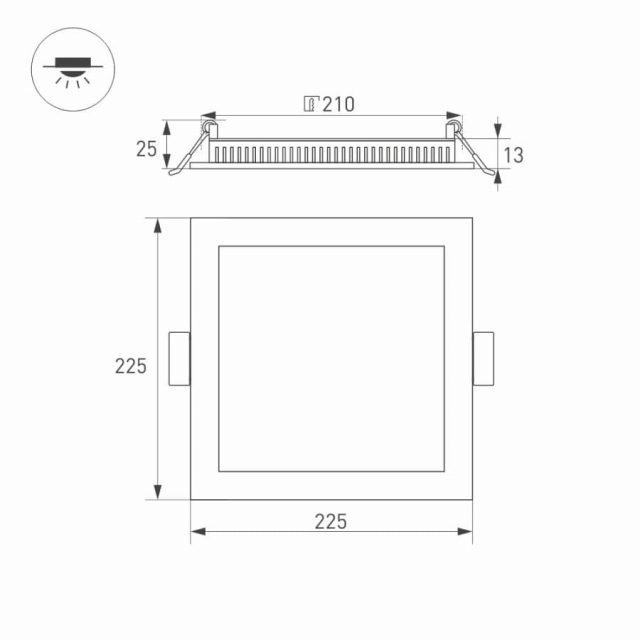 Светильник DL-225x225M-21W Warm White (ARL, IP40 Металл, 3 года)