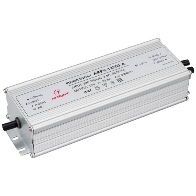 Блок питания ARPV-12250-A (12V, 20.8A, 250W) (ARL, IP67 Металл, 3 года)